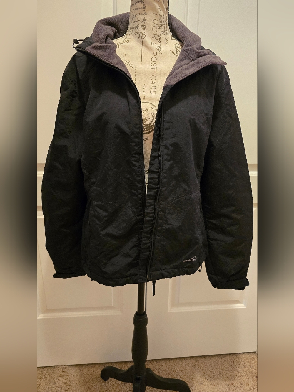 Eddie Bauer Jacket Black With Gray Fleece Lining Medium